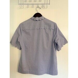 Banana Republic Women's Blue and Purple Scallop Blouse M